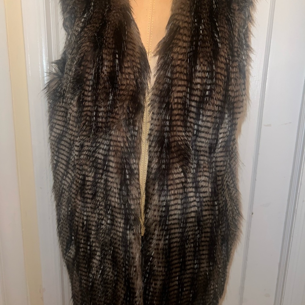Chico's Black and Brown Faux Fur Vest